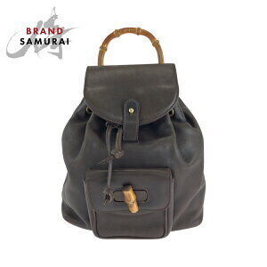GUCCI Bamboo Backpack Black Leather